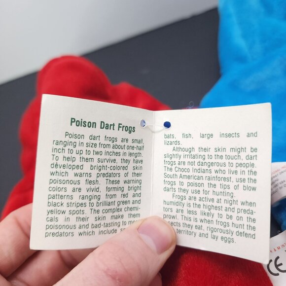 K&M International Poison Dart Frog Plush Hand Puppet Toys 1998 Red & Blue SET - Picture 7 of 10